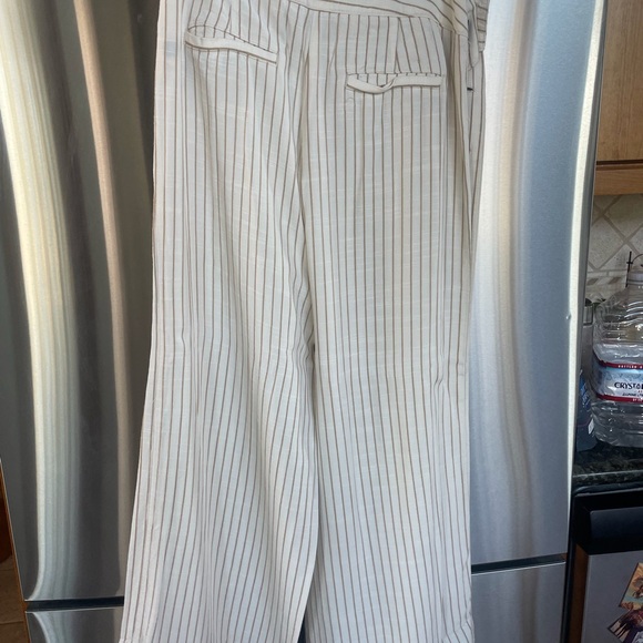 Anthropolgie Pin Striped Wide-Leg Pants w/Button Detail - Picture 6 of 7